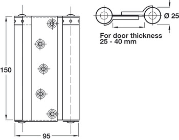 Spring Hinge Dbl Act 150x95mm Steel Silver - view 2