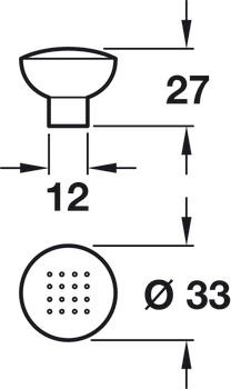 Dimple Knob Zinc Alloy MN D33x27mm - view 4