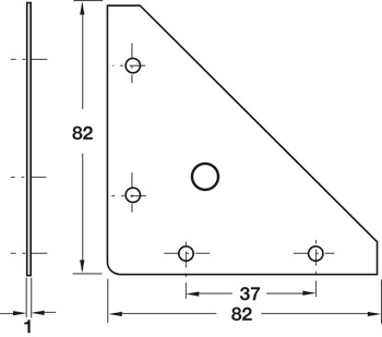 Corner Brace 82x82x1mm Steel Glv - view 2