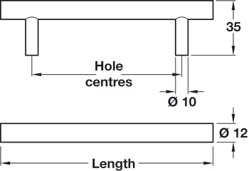 Barkston Bar Handle Steel SSE D12mm 758mm Fixing Centres - view 2