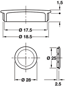 Traser-6+8 Cover Cap D25mm Plastic Nickel - view 3