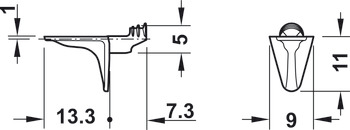 Shelf Support D5mm w Twin Plug Zinc Alloy Black - view 2