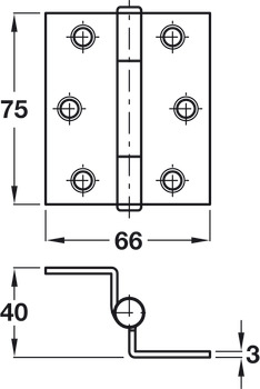 Storm Proof Cranked Hinge 75x66mm Brs Polished Brass - view 2