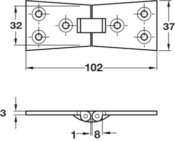 Counterflap Hinge 102x32/37mm Brass SC - view 2