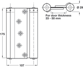 Spring Hinge Dbl Act 175x107mm Stainless Steel - view 2