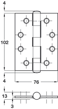 Butt Hinge 2BB Sqr 102x76mm Steel Black - view 2