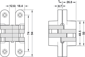 Startec Conc Mortice 3D Hinge UH Zinc Alloy Matte - view 2