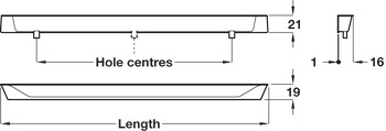 Sintesi Inset Handle Zinc Alloy Polished Chrome 128mm Fixing Centres - view 3