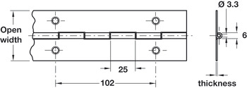 Cont Hinge 1834x51x1.2mm 36 Holes Brs Polished Brass - view 2