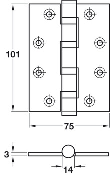 Butt Hinge BB 101x75mm Brass Polished Brass - view 2