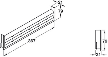 Ventilation Grille Rectangle 367x79mm Plastic Stainless Steel - view 2