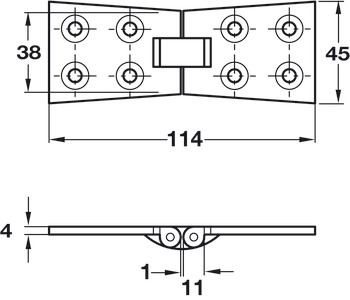Counterflap Hinge 114x38/45mm Brass SC - view 2