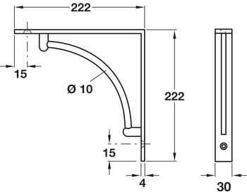 Fixed Bracket 222x222mm 40kg/Pr Steel PC - view 2