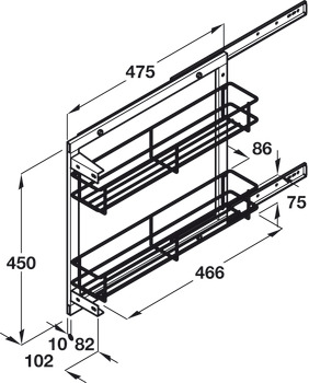 PO Baskets 2-Tier 150mm UH Silver - view 2