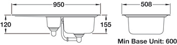 Rectangle Michigan MG9502 1.5B Sink Rev Stainless Steel - view 2