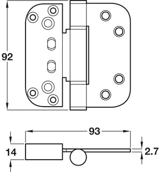 3D Adjustable Door Hinge - 92 x 92 x 14/2.7mm - Chrome - view 2