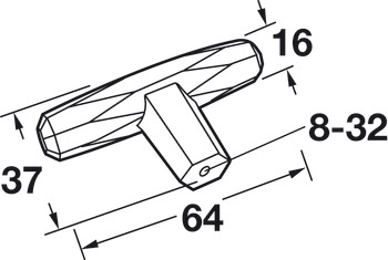 Steel.Vincent T Knob Zinc Alloy Polished Nickel 64x37mm - view 2