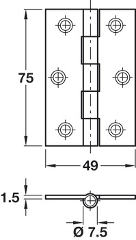 Butt Hinge 75x49mm  Steel ZP - view 2