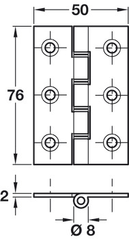 Butt Hinge DSSW Sqr 76x50mm Stainless Steel PSS - view 2