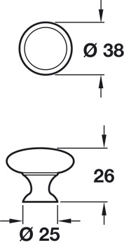 Henrietta Knob Zinc Alloy PC D38x26mm - view 2