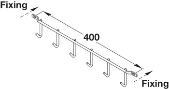 Row of 6 Hooks 400mm Fixing Centres SPC - view 2