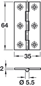Broad Style Hinge 64x35mm Brass PN - view 2