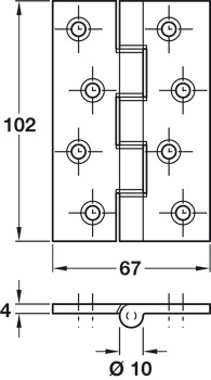 Butt Hinge DPBW 102x67mm Brass SC - view 2