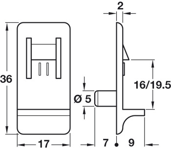 Shelf Retainer D5/19.5mm Plug Plastic Trans - view 2