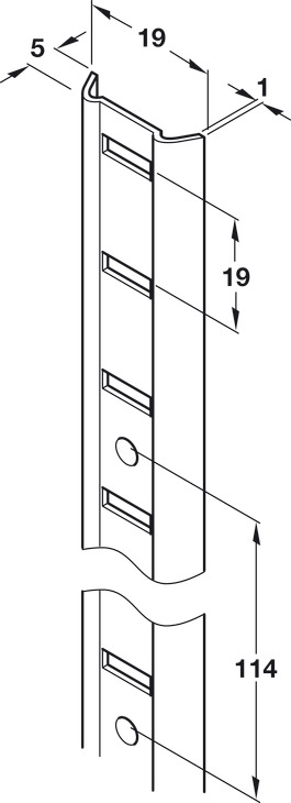 Universal M Bookcase Strip 1829mm Steel Bright Zinc Plated - view 2