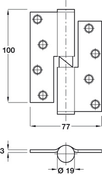 Butt Hinge Rising 100x77mm CW 304 SSS - view 2