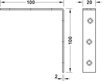 Chair Bracket 6H 100x100x20mm Steel Blu Glv - view 2