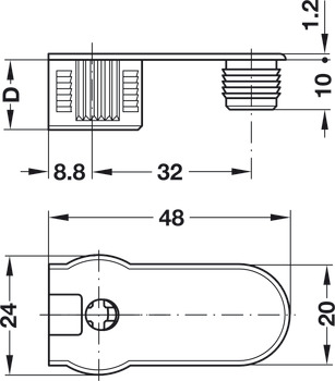 Rafix 20 Housing w Ridge 19mm Zinc Alloy NP - view 2