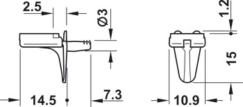 Shelf Support D3mm w Cap Plug Zinc Alloy Black - view 3