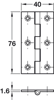 Butt Hinge Sqr 76x40mm Dr.Brass Polished Brass - view 2