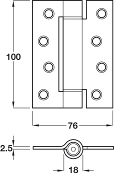 Butt Hinge Sprung 100x76mm EP M.Steel SC x3 - view 2