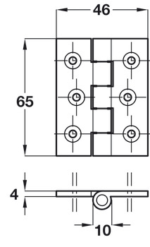 Butt Hinge Sqr 65x46mm Cast Iron Self - view 2