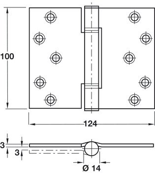 Hi-Load Butt Hinge Sqr 100x124mm Steel Bright Zinc Plated - view 2