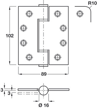Loadmaster Butt Hinge Round 102x89 316 PSS - view 2