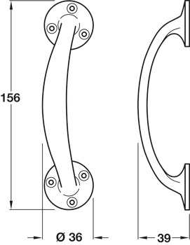 Bow Handle FF D36x156x39mm Brass PC - view 2