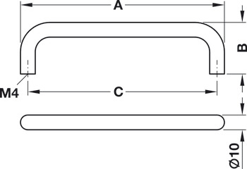 D Pull Handle Steel Matte Nickel D10x28mm 128mm Fixing Centres - view 4