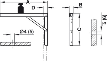 Hinged Bracket Adj 300mm 60kg/Pr Steel Wht - view 2
