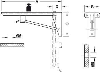 Hebgo LD Fold.Bracket 380x134mm 150kg/Pr Steel - view 2