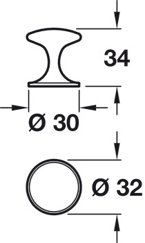 Chloeu Knob Brass Polished Nickel D32/30x34mm - view 2