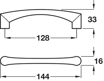 Emerson D Pull Handle Zinc Alloy MN 128mm Fixing Centres - view 2