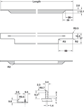 Portobello Profile Handle Aluminium Stainless Steel Eff 298mm - view 2