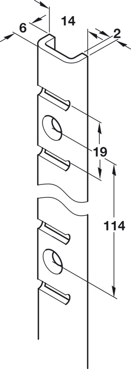 Bookcase Strip U Sec 1829mm Steel Bright Zinc Plated - view 2
