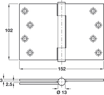 Butt Hinge Project Sqr 102x152mm 304 SSS - view 2