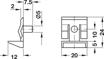 Shelf Support D5mm Plug/Spring Plastic Brown - view 2