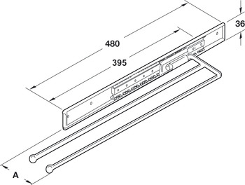 Towel Rail 2-Arm 480mm Steel Polished Chrome - view 2