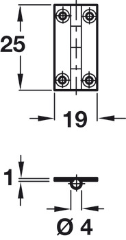 Butt Hinge Sqr 25x19mm Dr.Brass Self - view 2